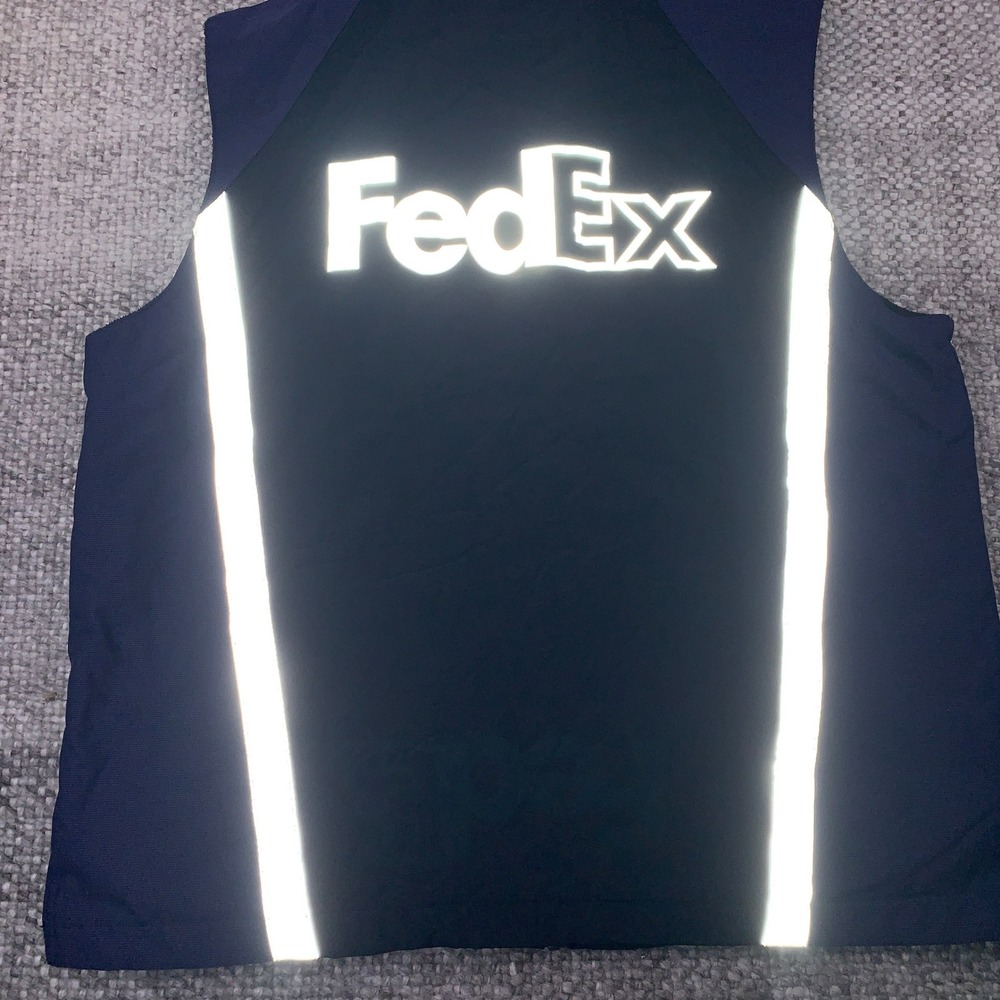FedEx Uniform Vest Mens Large Blue Purple Stan Herman Fleece Lined FD3333 Cargo